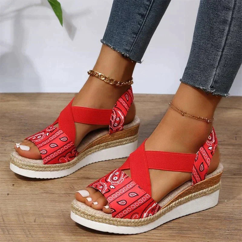 Sandals : Orthopedische Sandalen Dames Zwart - Comfortabele Sandalen met Voetboogondersteuning in Rood van Pantino