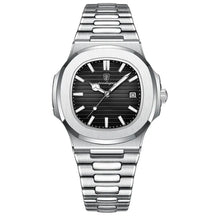 watches : Herenhorloge Zilver 40mm - Klassiek RVS met Datum, Mineraalglas & Waterdicht in Zilver Zwart van Pantino