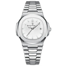 watches : Herenhorloge Zilver 40mm - Klassiek RVS met Datum, Mineraalglas & Waterdicht in Zilver Wit van Pantino