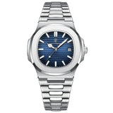 Montre homme argentée 40 mm - Classique en acier inoxydable avec date, verre minéral et étanche