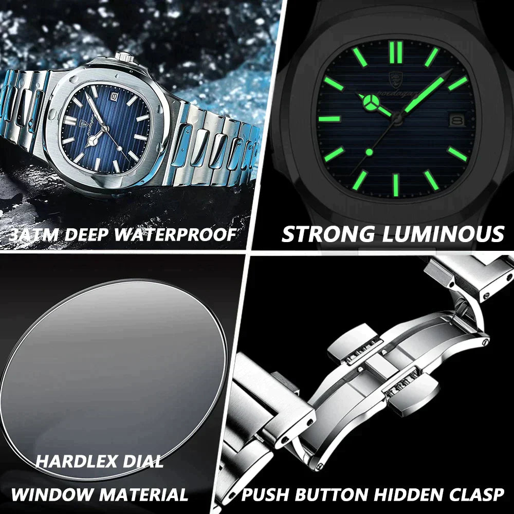 watches : Herenhorloge Zilver 40mm - Klassiek RVS met Datum, Mineraalglas & Waterdicht in van Pantino