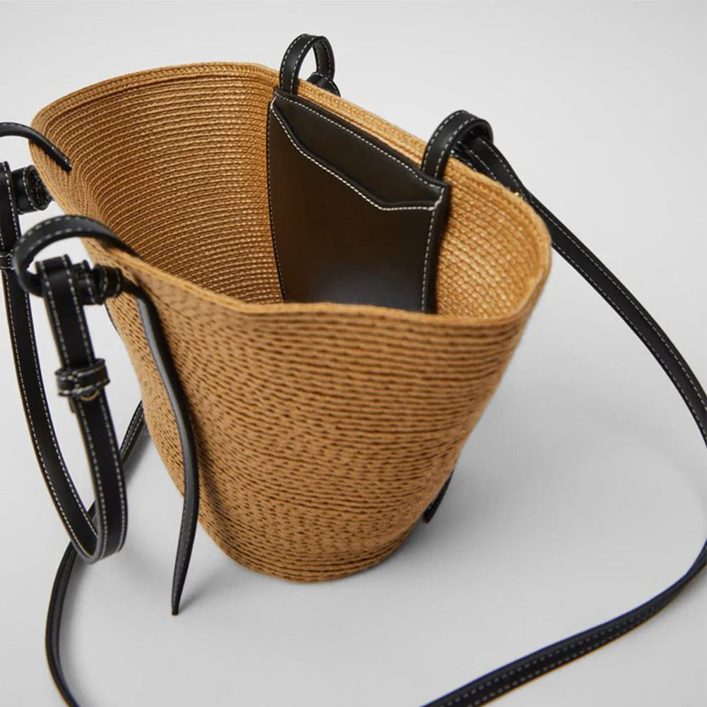 bags : Strandschoudertas Dames - Chique Stro Zomers Design - Stro in van Pantino