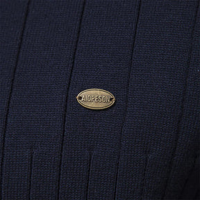 Men's Ribbed Cotton Sweater : Sweater Heren Blauw - Geribbelde Katoenen Herensweater in van Pantino