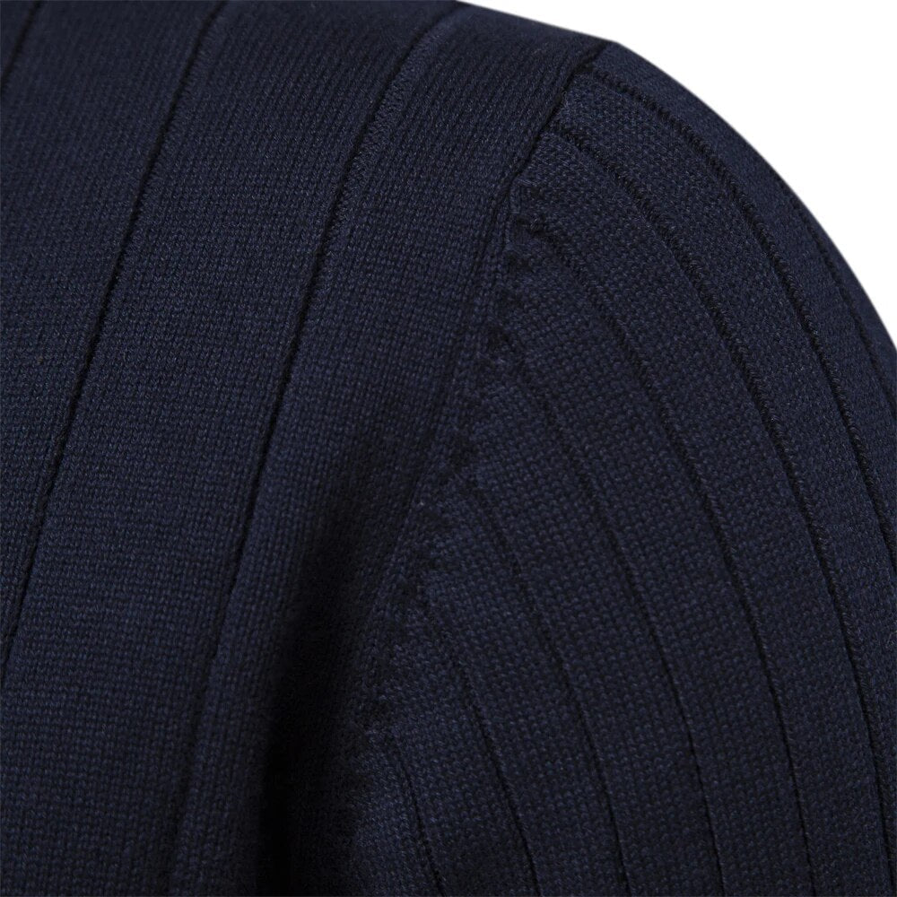 Men's Ribbed Cotton Sweater : Sweater Heren Blauw - Geribbelde Katoenen Herensweater in van Pantino