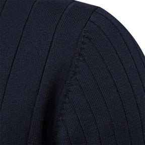 Men's Ribbed Cotton Sweater : Sweater Heren Blauw - Geribbelde Katoenen Herensweater in van Pantino