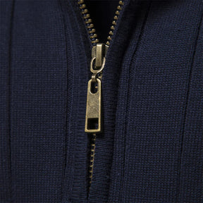 Men's Ribbed Cotton Sweater : Sweater Heren Blauw - Geribbelde Katoenen Herensweater in van Pantino