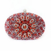 bags : Clutch Dames Zwart - Kristallen Bloemen Verfraaid Avond - Stof in Rot van Pantino