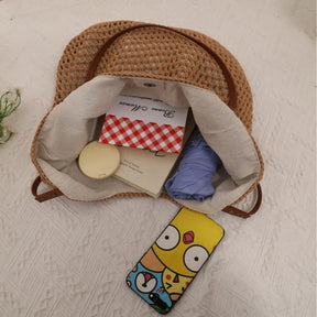 bags : Schoudertas Dames Beige - Vintage Bohemian Stroh met Uitholling Ontwerp in van Pantino