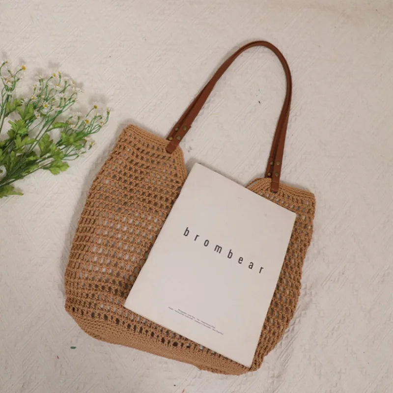 bags : Schoudertas Dames Beige - Vintage Bohemian Stroh met Uitholling Ontwerp in van Pantino