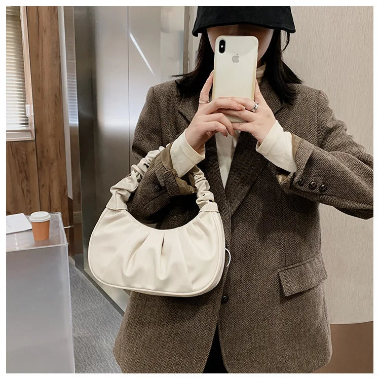 bags : Handtas Wit - Elegante Geplooide in van Pantino