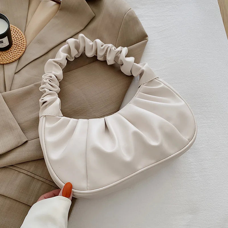 bags : Handtas Wit - Elegante Geplooide in Wit van Pantino
