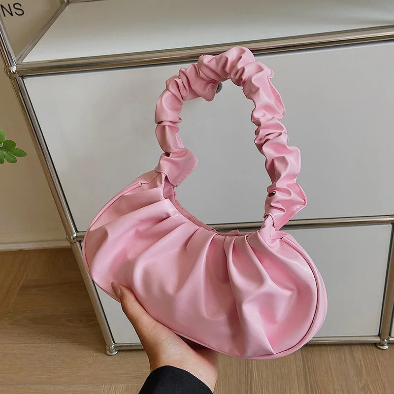 bags : Handtas Wit - Elegante Geplooide in Roze van Pantino