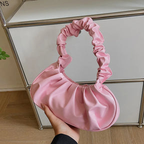 bags : Handtas Wit - Elegante Geplooide in Roze van Pantino