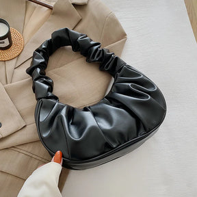 bags : Handtas Wit - Elegante Geplooide in Zwart van Pantino