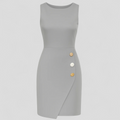 Mouwloze Jurk met Asymmetrische Decoratieve Knopen Dames
