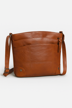 bags : Vintage Leren Schoudertas - Bruin in Bruin van Pantino