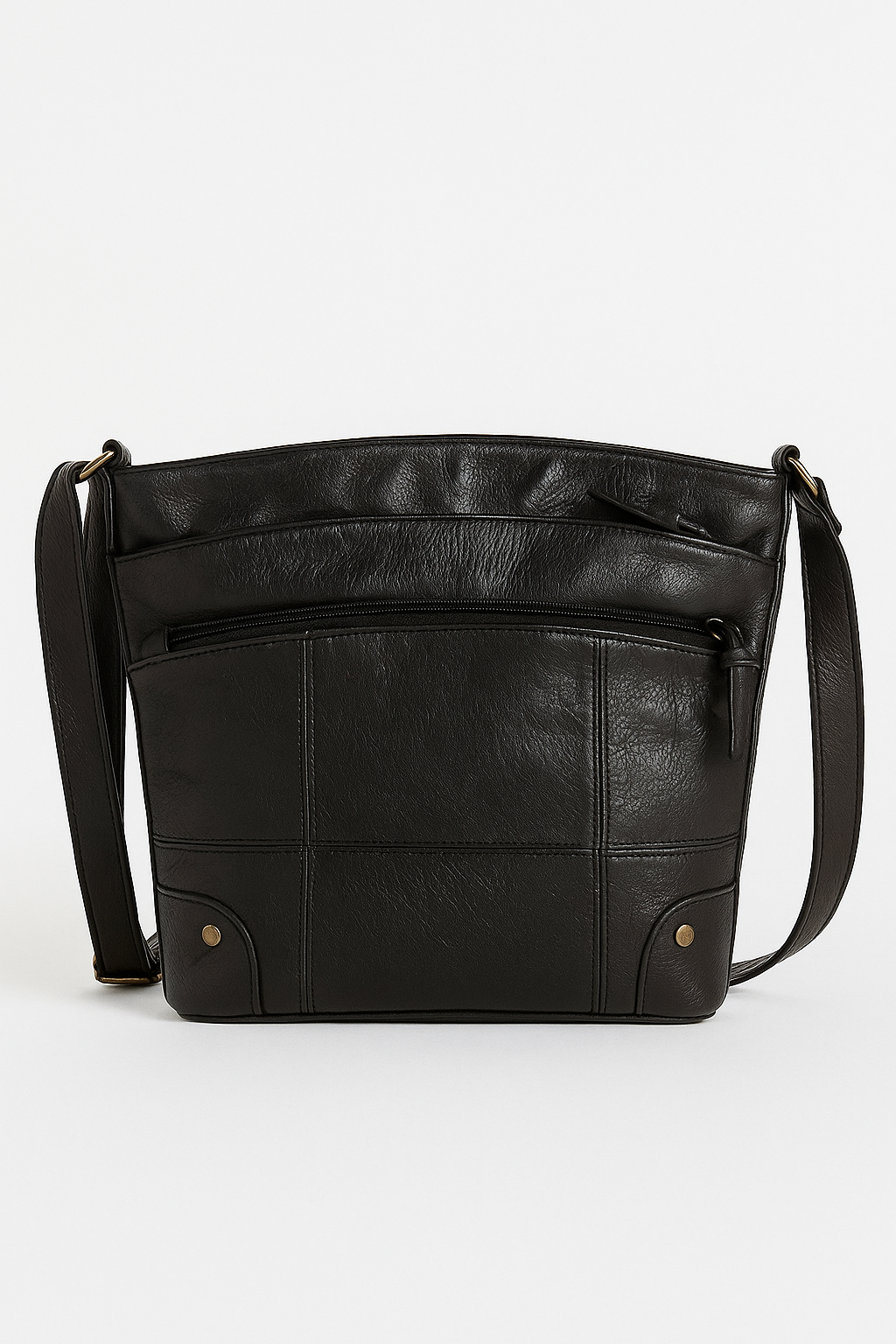 bags : Vintage Leren Schoudertas - Bruin in Zwart van Pantino