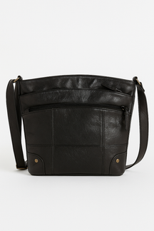 bags : Vintage Leren Schoudertas - Bruin in Zwart van Pantino
