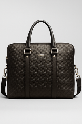 Laptop Bag : Nolan Leren Laptoptas voor Mannen - Hoge Kwaliteit, Ruim en Veelzijdig - Zwart in zwart van Pantino