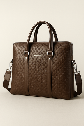 Laptop Bag : Nolan Leren Laptoptas voor Mannen - Hoge Kwaliteit, Ruim en Veelzijdig - Zwart in bruin van Pantino