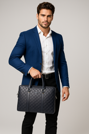 Laptop Bag : Nolan Leren Laptoptas voor Mannen - Hoge Kwaliteit, Ruim en Veelzijdig - Zwart in van Pantino