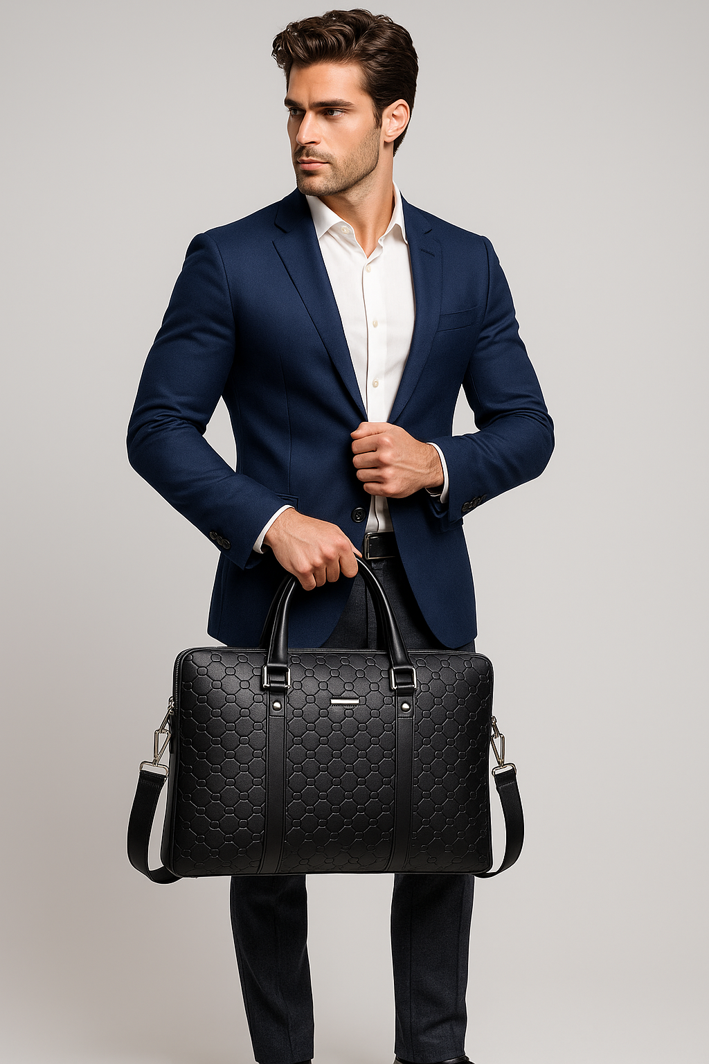 Laptop Bag : Nolan Leren Laptoptas voor Mannen - Hoge Kwaliteit, Ruim en Veelzijdig - Zwart in van Pantino