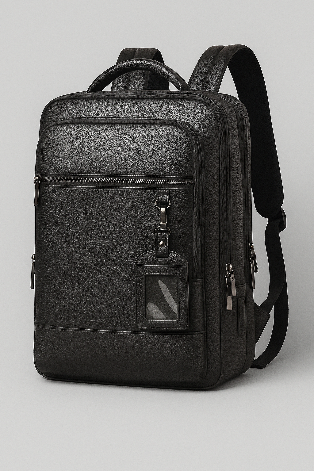 bags : Lederen Rugzak met USB Leer - Zwart-a in Zwart-A van Pantino