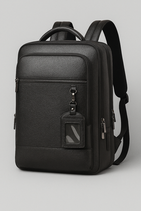 backpack : Lederen Rugzak met USB Leer - Zwart-a in Zwart-A van Pantinoshop
