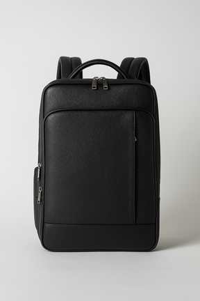 bags : Lederen Rugzak met USB Leer - Zwart-a in Zwart-B van Pantino