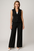 Dames set met mouwloos gilet en broek met wijde pijpen