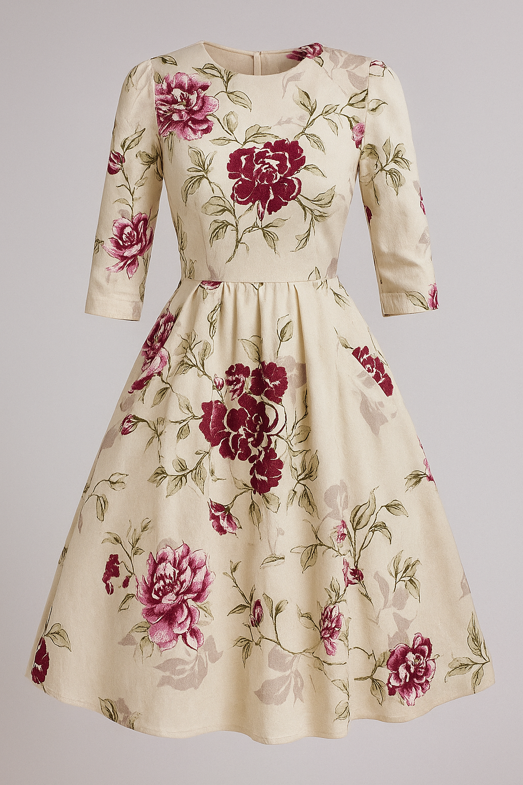 Dresses : Midi-jurk met bloemenprint en 3/4-mouwen Dames in Bianco van Pantino