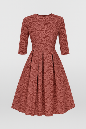 Dresses : Midi-jurk met bloemenprint en 3/4-mouwen Dames in Fucsia van Pantino