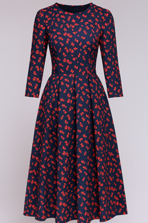 Dresses : Midi-jurk met bloemenprint en 3/4-mouwen Dames in Blauwe bloemenprint van Pantino