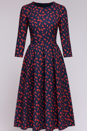 Dresses : Midi-jurk met bloemenprint en 3/4-mouwen Dames in Blauwe bloemenprint van Pantino