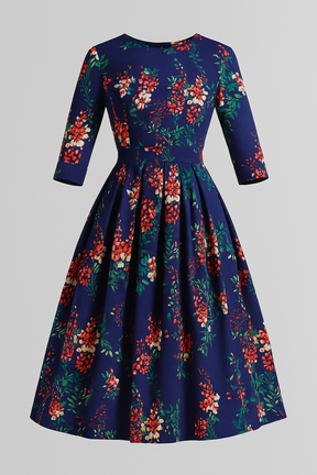 Dresses : Midi-jurk met bloemenprint en 3/4-mouwen Dames in Altviool van Pantino
