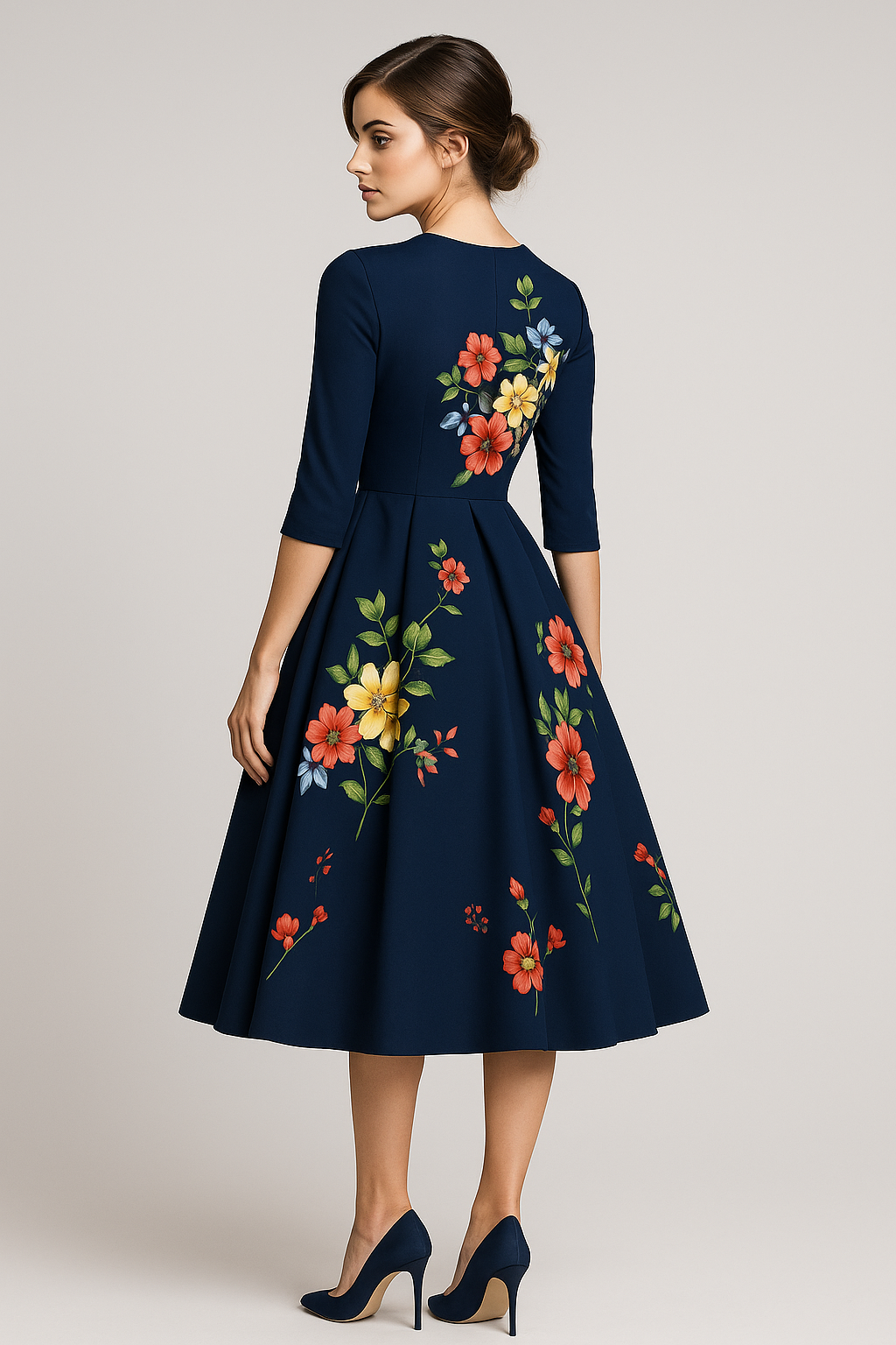 Dresses : Midi-jurk met bloemenprint en 3/4-mouwen Dames in van Pantino