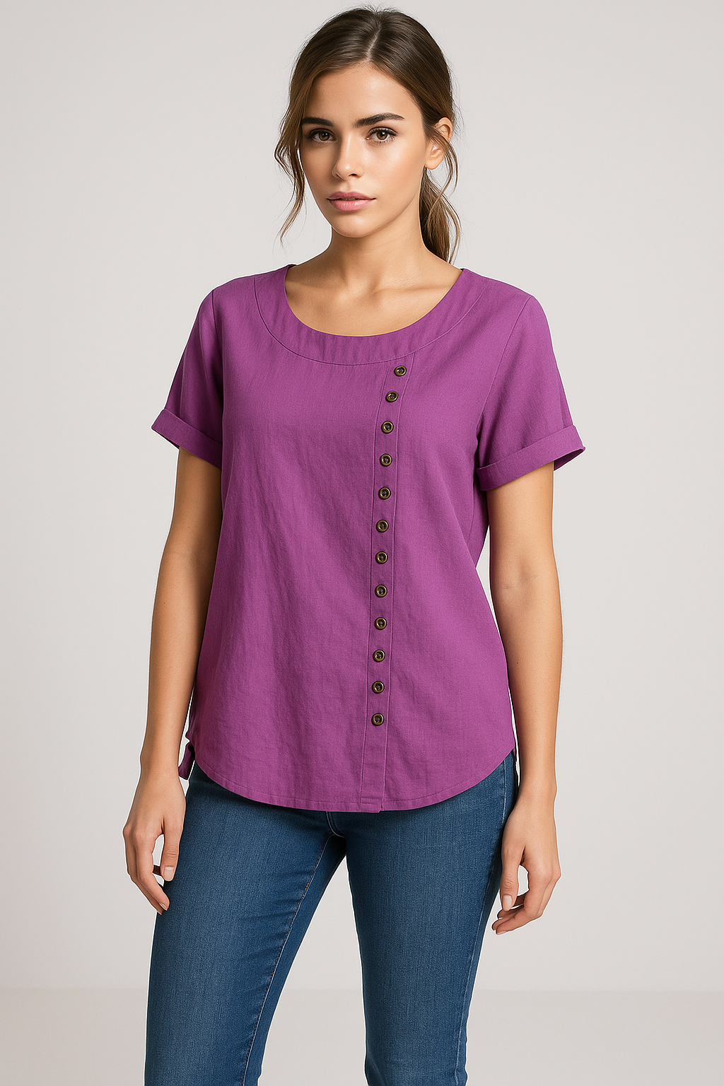 Women's Top Clothes : Heren Linnen Casual Zomeroverhemd met Knopen, Lange Mouwen, Ademend in van Pantinoshop