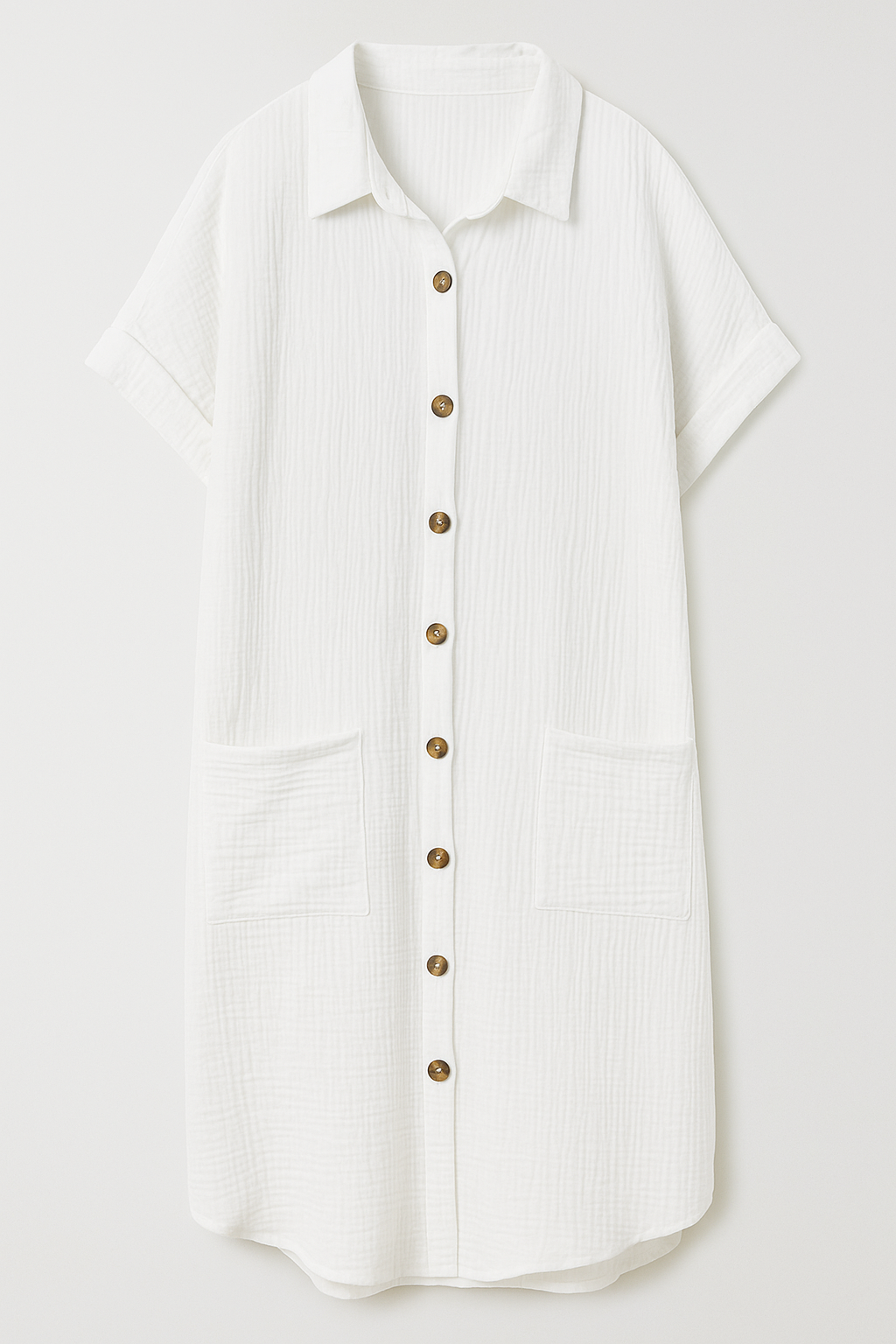 Dresses : Blousejurk van Wafelkatoen met Katoenen Knopen Dames in Bianco van Pantino