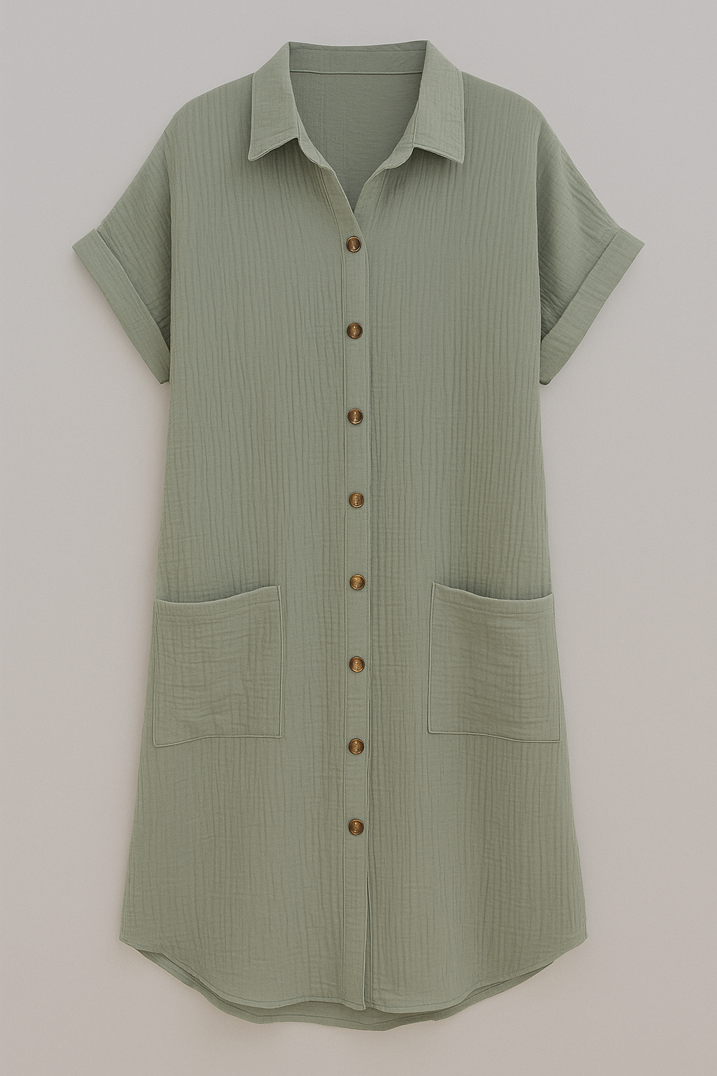 Dresses : Blousejurk van Wafelkatoen met Katoenen Knopen Dames in Grigio van Pantino