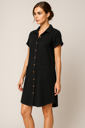 Dresses : Blousejurk van Wafelkatoen met Katoenen Knopen Dames in van Pantino