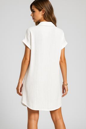 Dresses : Blousejurk van Wafelkatoen met Katoenen Knopen Dames in van Pantino