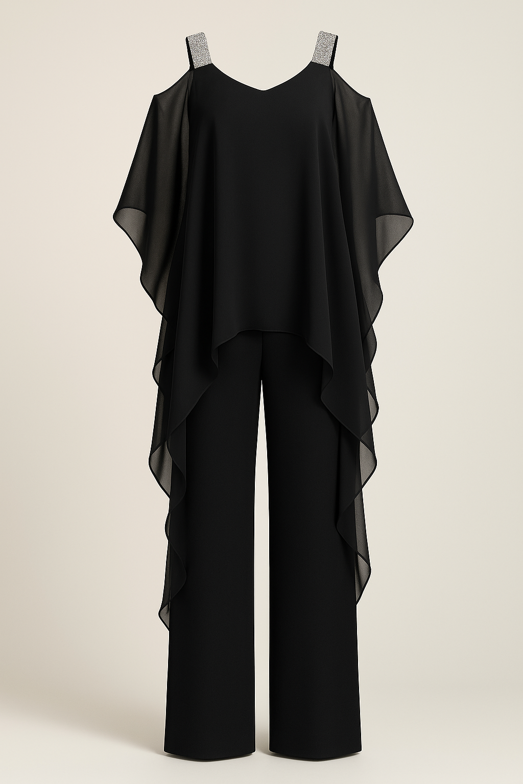 One-Pieces : Elegant Dames Jumpsuit Asymmetrisch Eénschouder voor Ceremonie en Avond - Diverse Kleuren in Nero van Pantinoshop