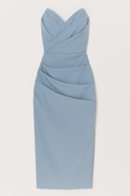 Dames Midi Strapless Jurk met Elegante Split voor Zomerse Ceremonie