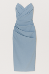 Dames Midi Strapless Jurk met Elegante Split voor Zomerse Ceremonie
