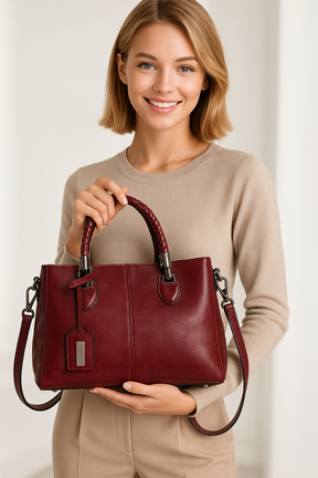 bags : Leren Damestas LuxeLeather - Ruime Bruine Schoudertas van Echt Leer, Groot Formaat in van Pantino