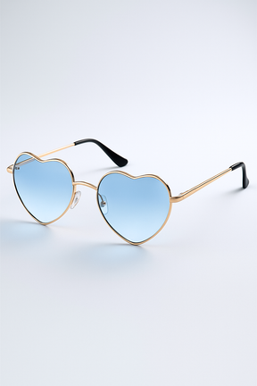 Sunglasses : Gradiënt Zonnebril in Hartvorm Dames - Duidelijke en Zure Kleuren - Gouden Grijs in Gouden Blauw Ander van Pantino