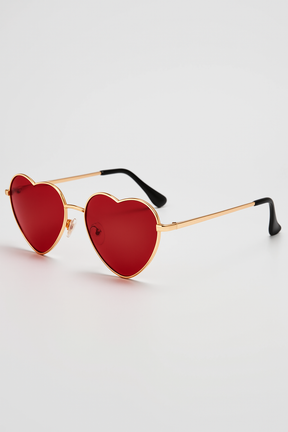 Sunglasses : Gradiënt Zonnebril in Hartvorm Dames - Duidelijke en Zure Kleuren - Gouden Grijs in Gouden Rood Ander van Pantino