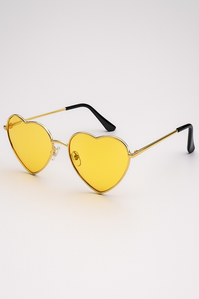 Sunglasses : Gradiënt Zonnebril in Hartvorm Dames - Duidelijke en Zure Kleuren - Gouden Grijs in Gouden Geel Ander van Pantino