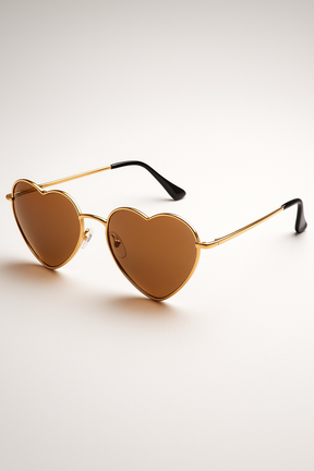 Sunglasses : Gradiënt Zonnebril in Hartvorm Dames - Duidelijke en Zure Kleuren - Gouden Grijs in Gouden Thee Ander van Pantino