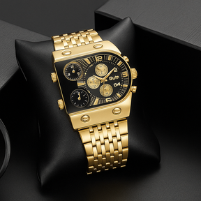 watches : Herenhorloge Zwart/Goud - Klassiek Stalen Horloge met Gouden Kast & Wijzerplaat in van Pantino
